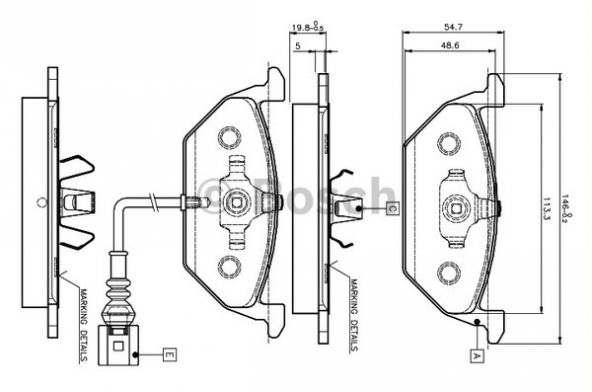 BOSCH 0986495213-ON FREN BALATASI ( KABLOLU ) GOLF IV-V-JETTA-POLO=01-IBIZA IV-V