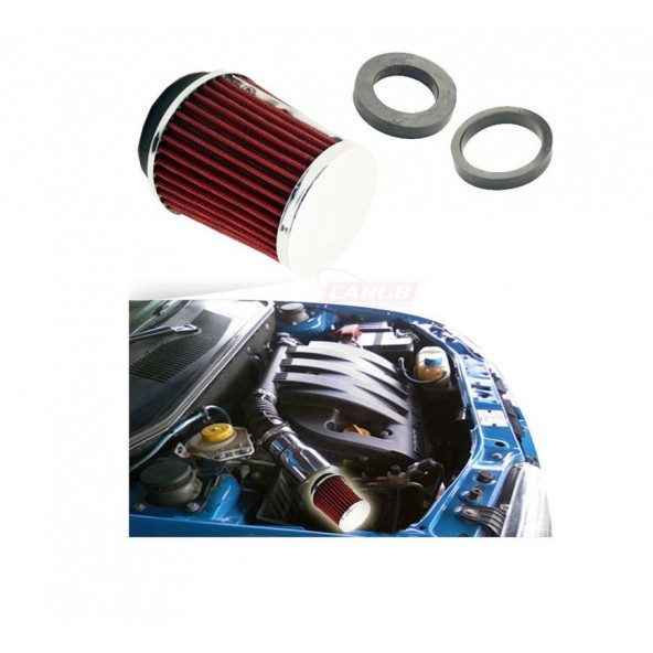 CARUB Araba Hava Filtresi Tuning 2 Aparatlı Krom-Kırmızı - 2