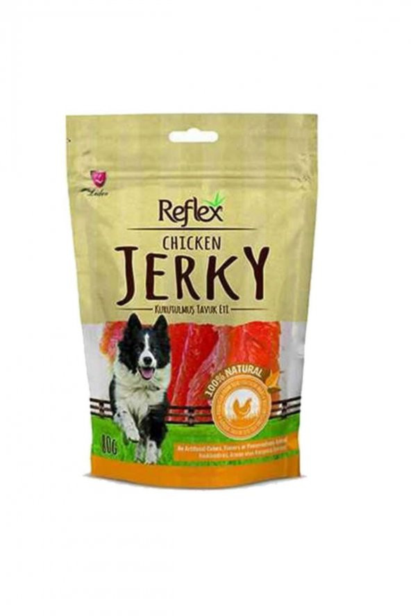 Reflex Chicken Jerky Kurutulmuş Tavuk Etli Doğal Köpek Ödülü 80 G