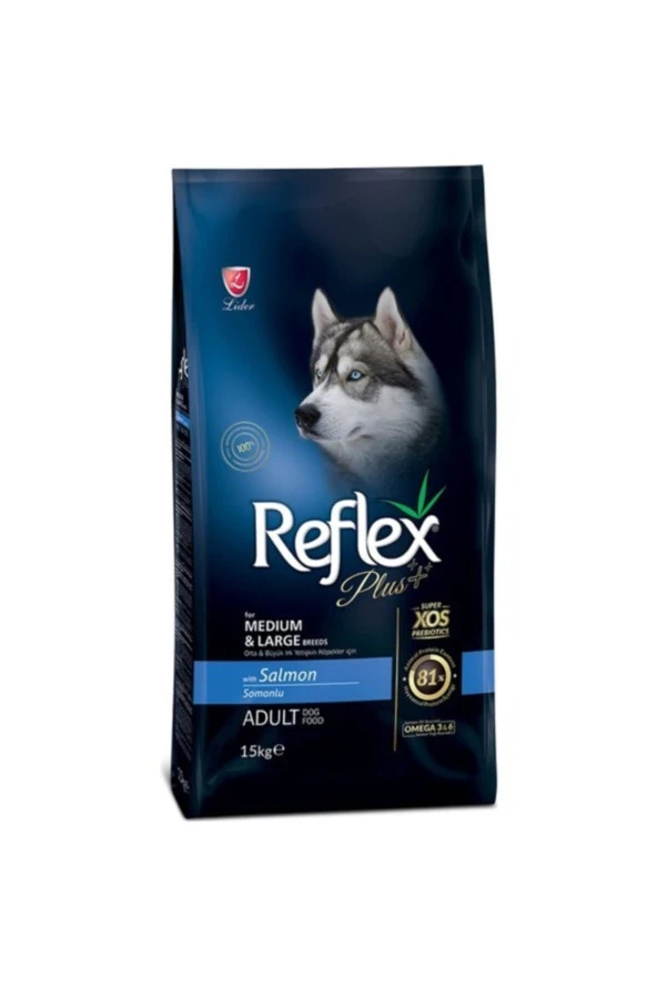 Reflex Plus Somonlu Orta ve Büyük Irk Yetişkin Köpek Maması 15 KG