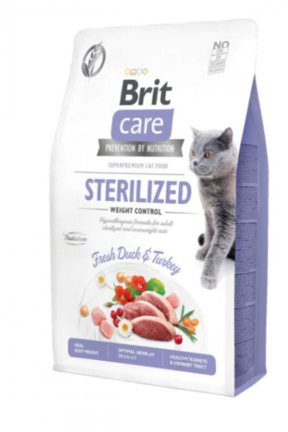 Brit Care Ördekli Kısırlaştrırılmış Yetişkin Kedi Maması 7 KG