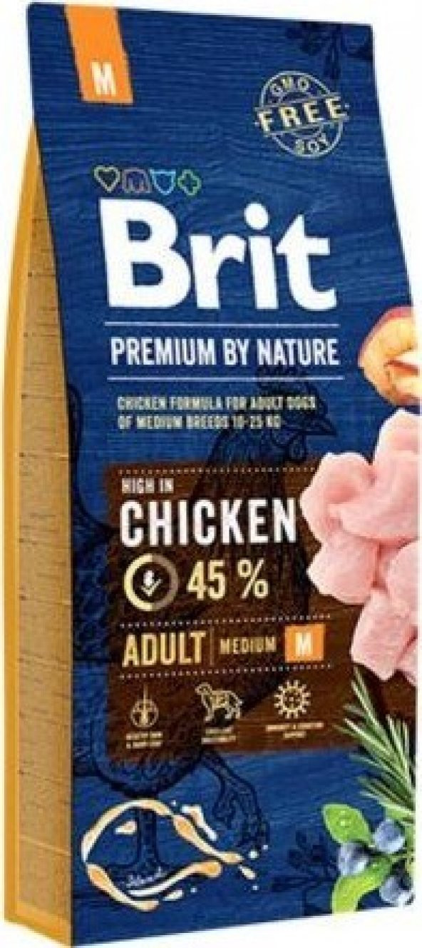 Brit Premium By Nature Medium Tavuklu Orta Irk Yetişkin Köpek Maması 15 KG