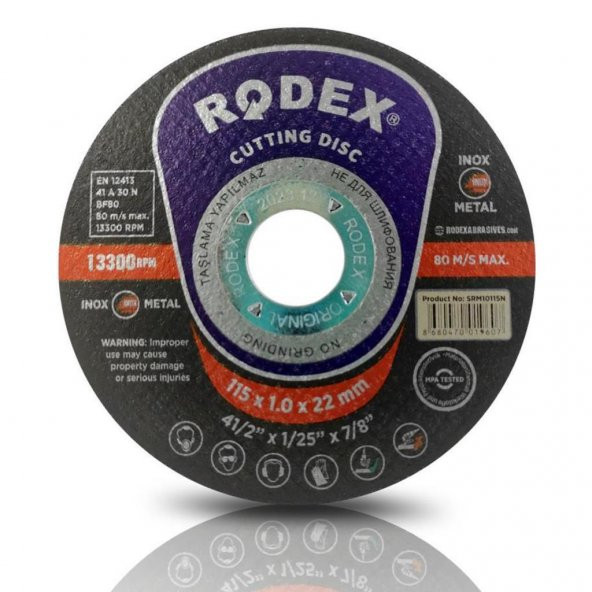 20 Adet Rodex İnox Metal Kesici Taş Disk 115 x 1 mm