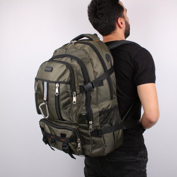 Bagacar IZDAG Haki Seyahat Sırt Çantası 60 LT 17" Laptop Bölmeli - 1