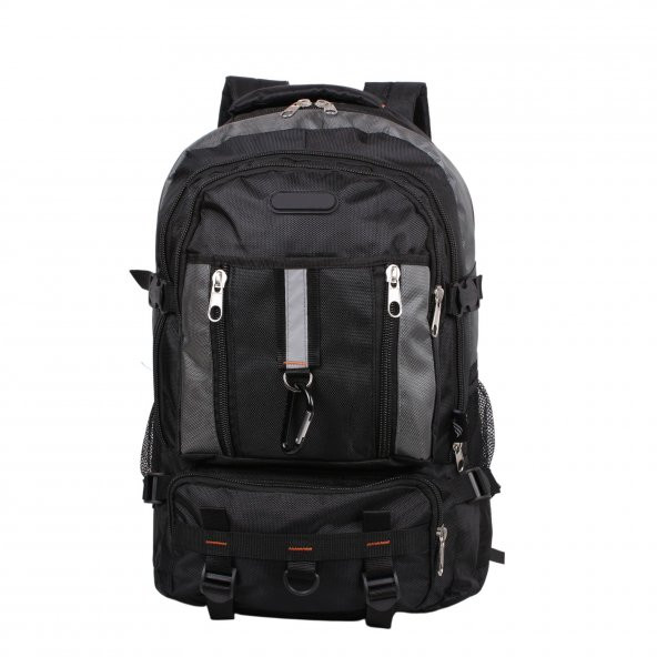 Bagacar IZDAG Siyah Gri Seyahat Sırt Çantası 60 LT 17" Laptop Bölmeli - 3