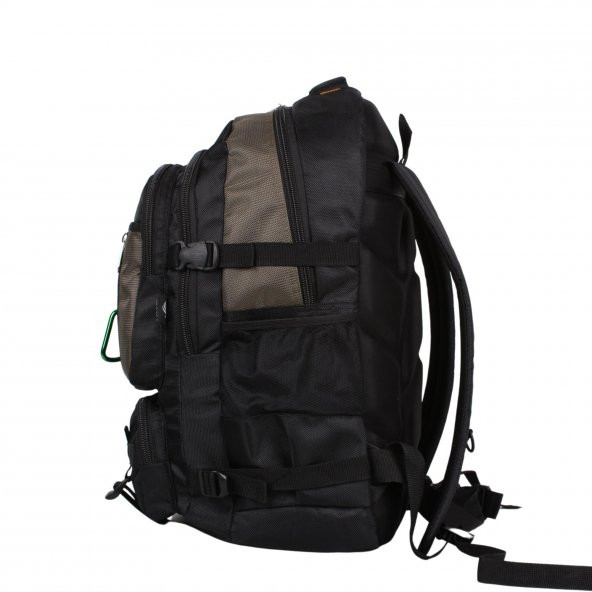 Bagacar IZDAG Kahve Siyah Seyahat Sırt Çantası 60 LT 17" Laptop Bölmeli - 5