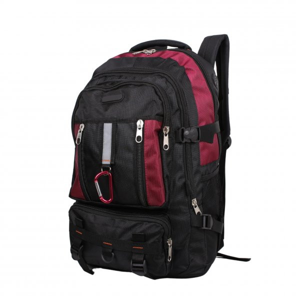 Bagacar IZDAG Siyah Bordo Seyahat Sırt Çantası 60 LT 17" Laptop Bölmeli - 2