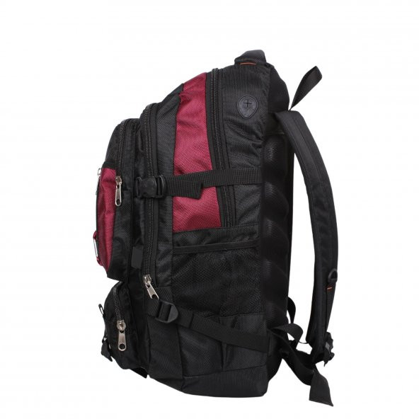 Bagacar IZDAG Siyah Bordo Seyahat Sırt Çantası 60 LT 17" Laptop Bölmeli - 3