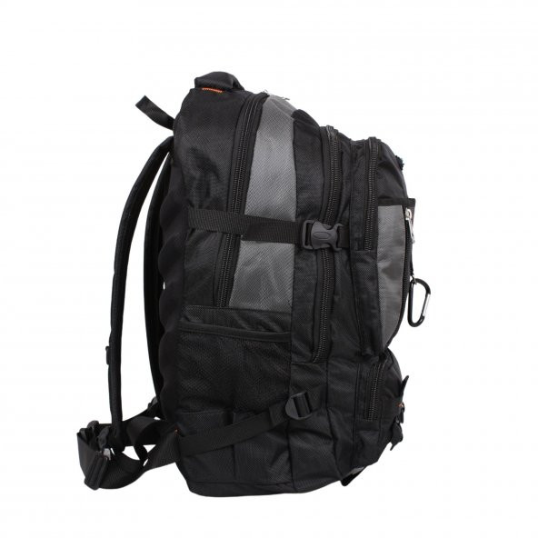 Bagacar IZDAG Siyah Gri Seyahat Sırt Çantası 60 LT 17" Laptop Bölmeli - 6
