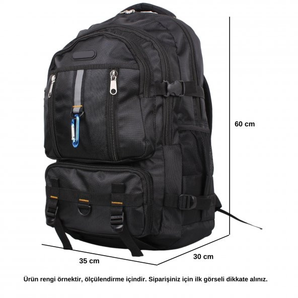 Bagacar IZDAG Siyah Gri Seyahat Sırt Çantası 60 LT 17" Laptop Bölmeli - 8
