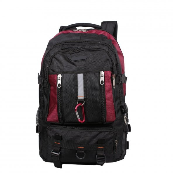 Bagacar IZDAG Siyah Bordo Seyahat Sırt Çantası 60 LT 17" Laptop Bölmeli - 6