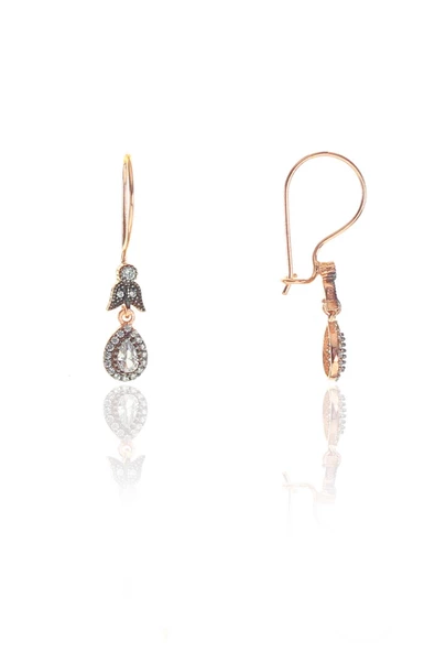 Gümüş rose zirkon taşlı elmas montürlü damla set SGTL9005 - Resim 3