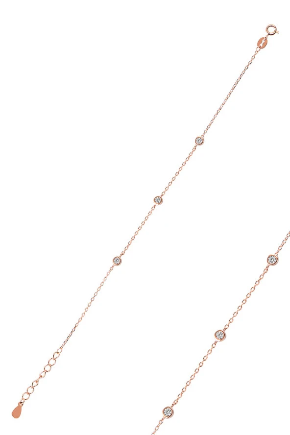 Gümüş rose zirkon taşlı bileklik SGTL9039