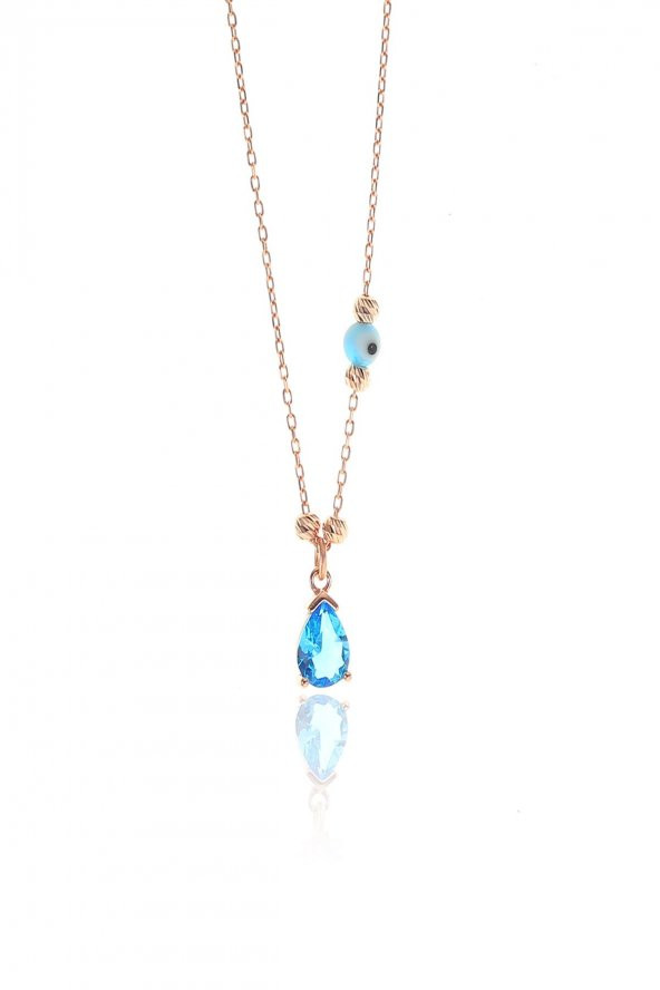 Gümüş dorica toplu taşlı damla kolye SGTL9018 - Resim 8