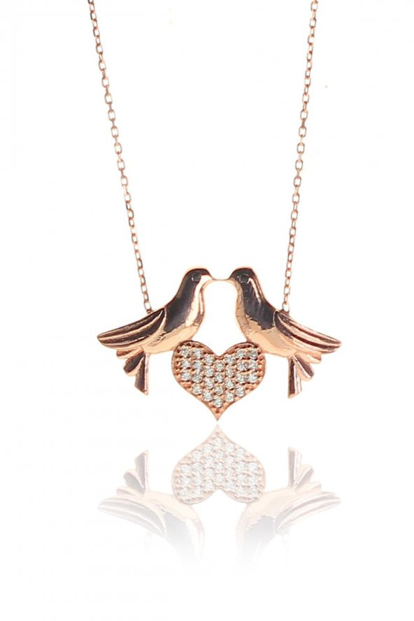 Gümüş aşık kuşlar kolyesi ürün görseli 1