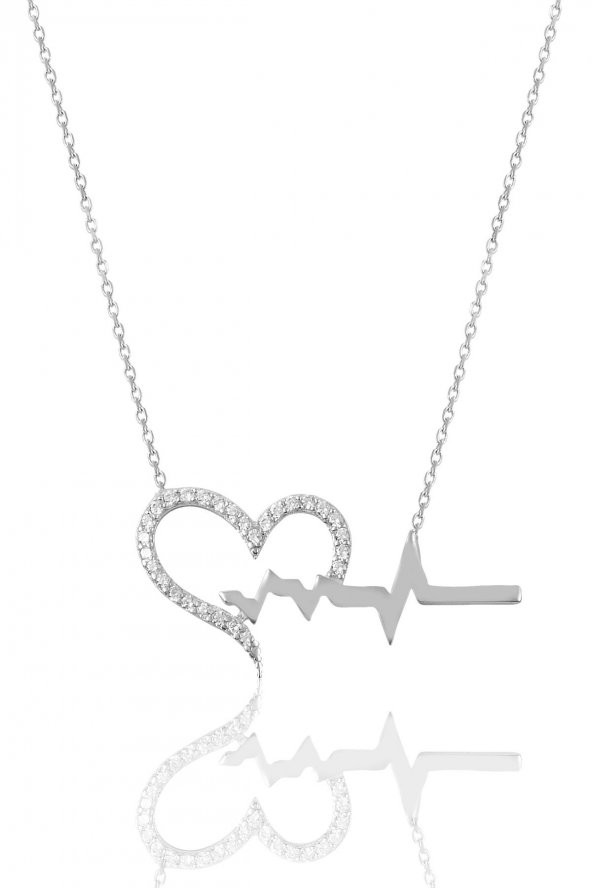 Gümüş kalp ritmi kolye ürün görseli 1