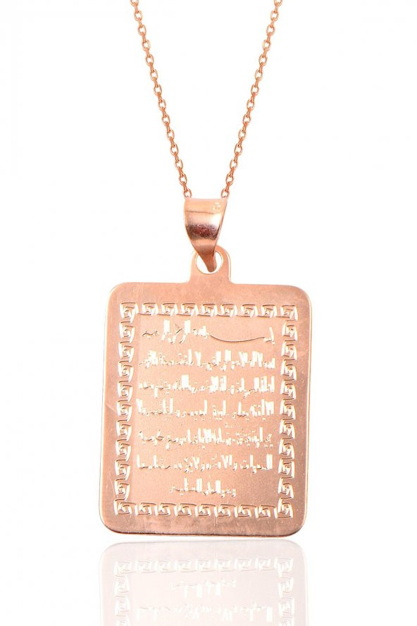 Gümüş Ayetel kürsü yazılı plaka kolye ürün görseli 1