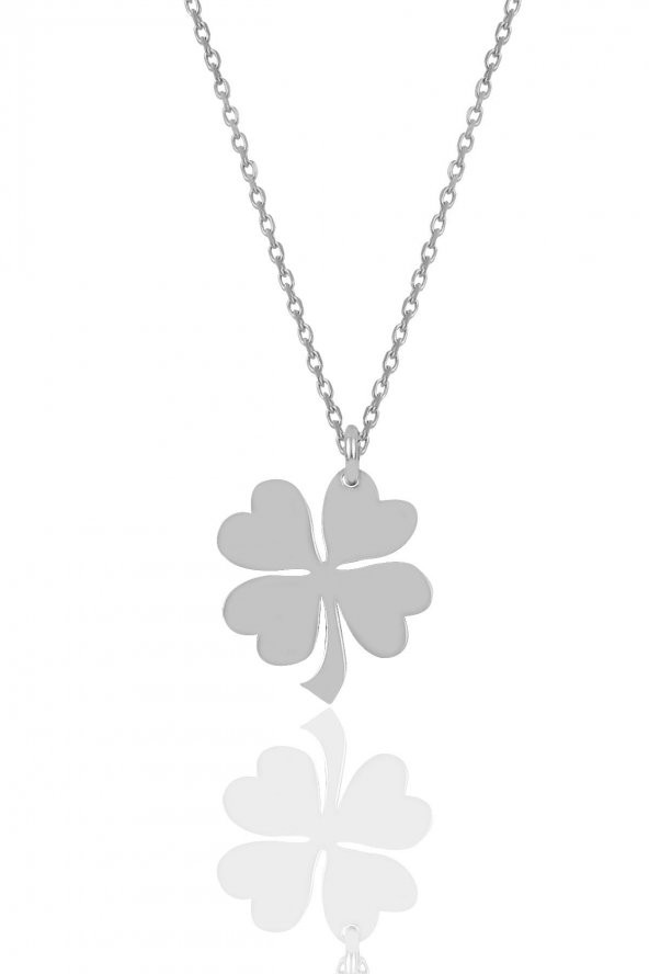 Gümüş yonca modeli kolye ürün görseli 1