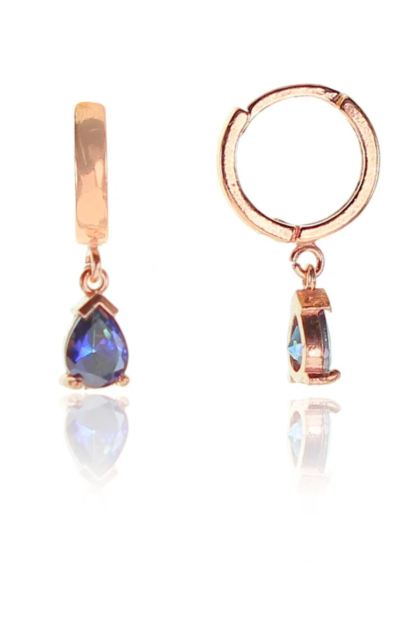 Gümüş rose halkalı damla taşlı küpe SGTL9338 ürün görseli 1