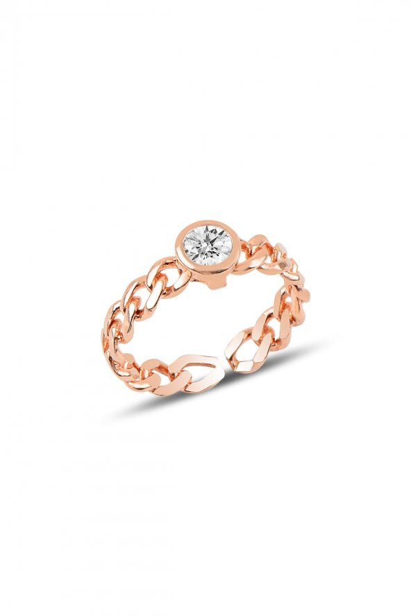 Gümüş ayarlamalı zirkon taşlı zincir modeli yüzük ürün görseli