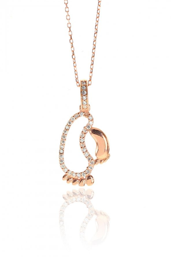 Gümüş rose zirkon taşlı ilk adım kolye ürün görseli 1