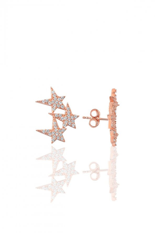 Gümüş zirkon taşlı yıldızlar küpesi ürün görseli