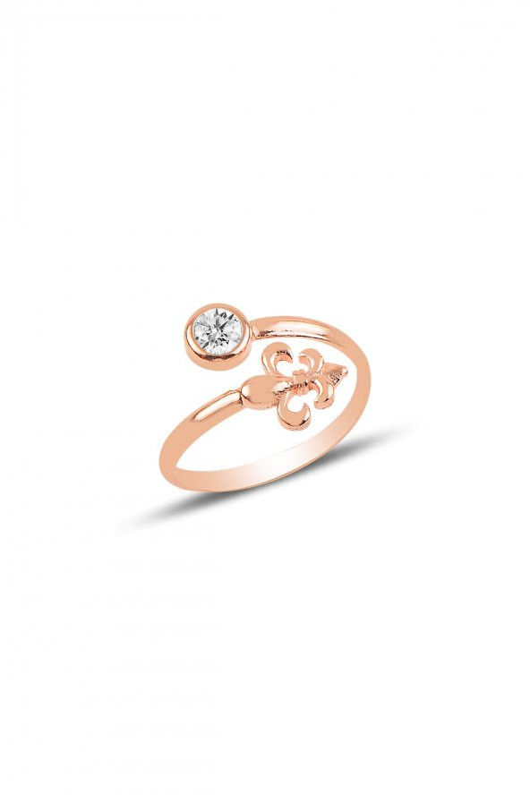 Gümüş ayarlamalı fluer-de-lis ve taşlı modeli yüzük ürün görseli 1