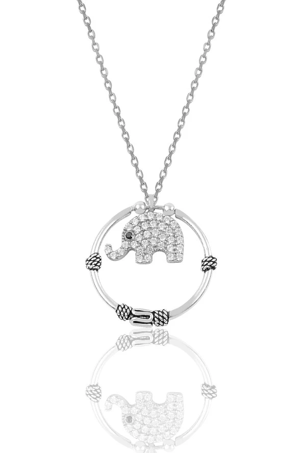 Gümüş fil modeli eksenler kolyesi SGTL9705 ürün görseli 1