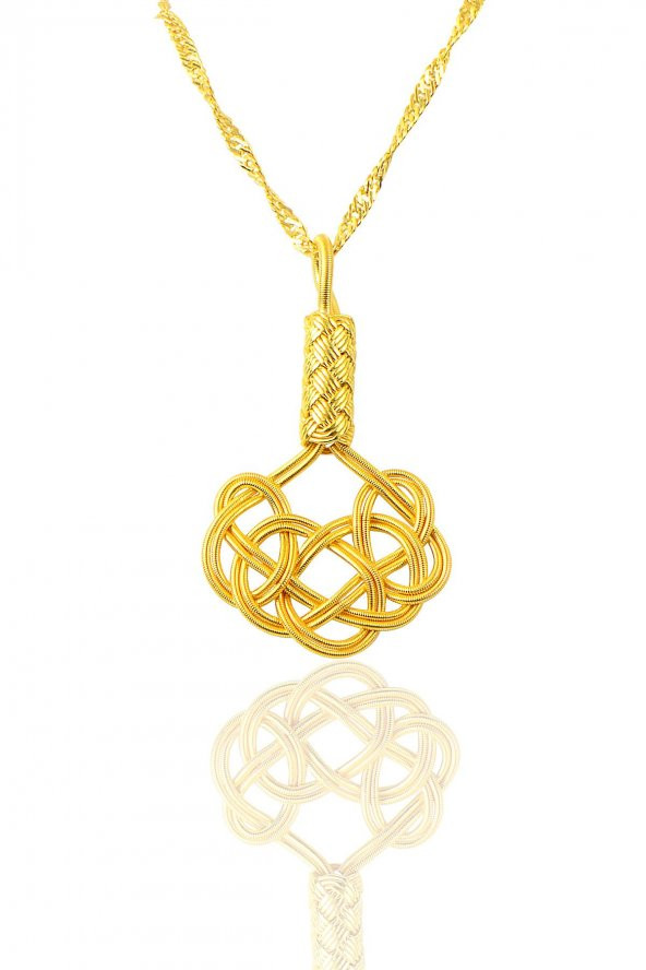 Gümüş altın yaldızlı kazaziye kolye ve singapur zincir ürün görseli 1