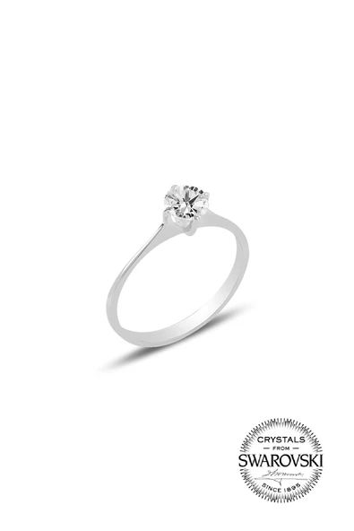Gümüş Swarovski tek taş yüzük SGTL20510A