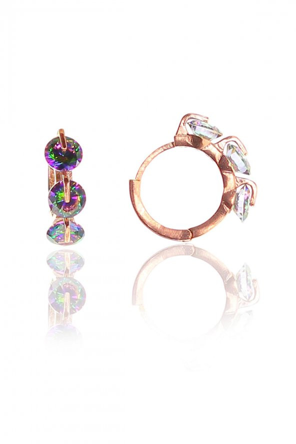 Gümüş mistik taşlı halka küpe ürün görseli