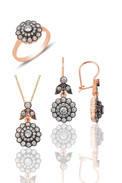 Gümüş elmas möntürlü üçlü set SGTL9873 - 2