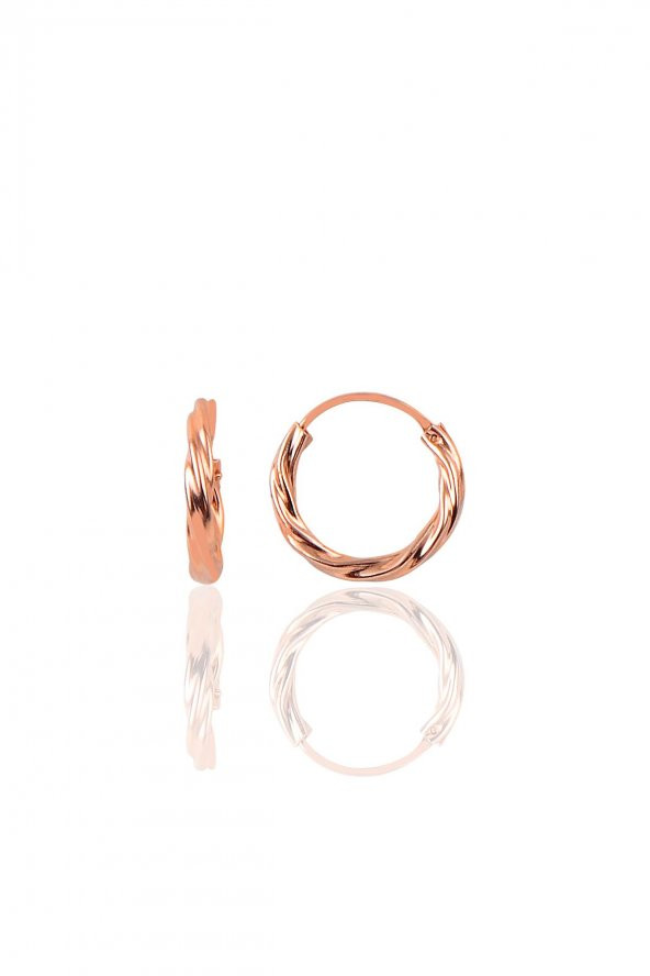 Gümüş rose 14 mm mini burgu halka küpe