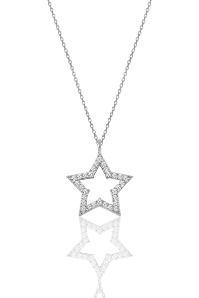 Gümüş beyaz taşlı yıldız modeli kolye SGTL9866RODAJ ürün görseli
