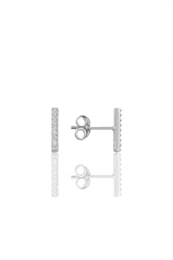 Gümüş Rodyumlu çizgi küpe ürün görseli 1