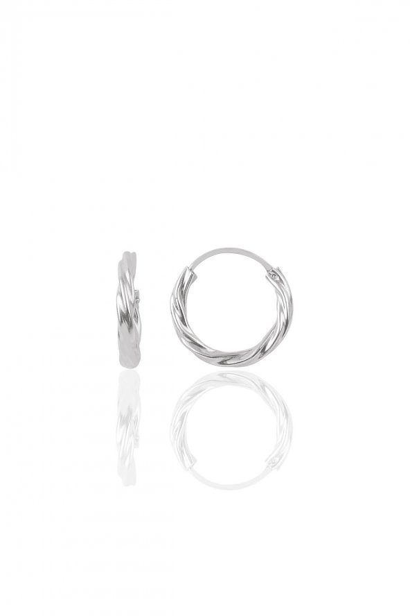 Gümüş rodyumlu 14 mm burgu modeli halka küpe