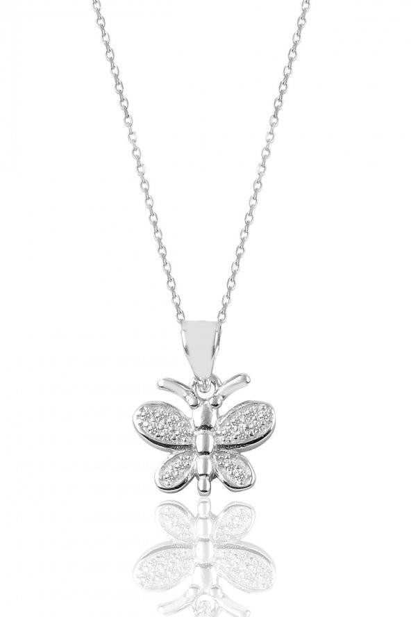 Gümüş kelebek modeli kolye ürün görseli