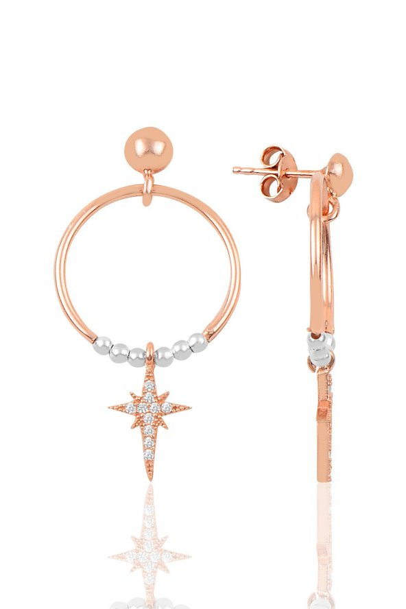 Gümüş kutup yıldızı modeli eksenler küpesi ürün görseli