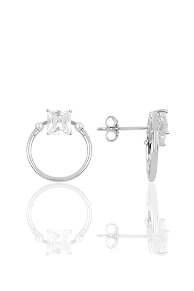 Gümüş baget taşlı eksenler küpesi SGTL9745 ürün görseli