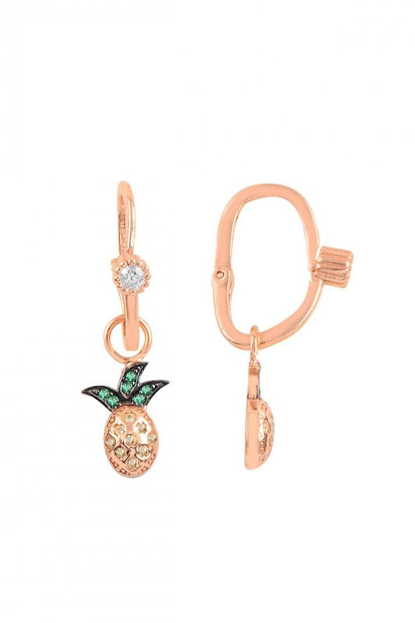 Gümüş rose taşlı ananas göçmen küpe ürün görseli