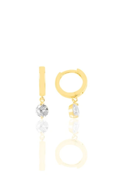 Gümüş  tek taşlı halka küpe - Resim 3