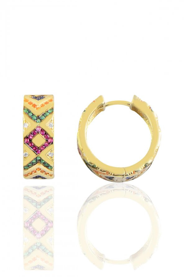 Gümüş gold kilim modeli halka küpe ürün görseli 1