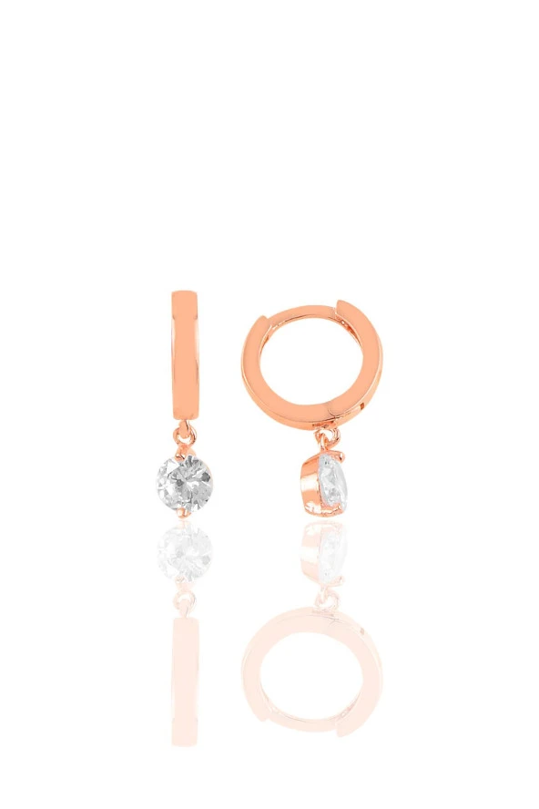 Gümüş  tek taşlı halka küpe - Resim 2