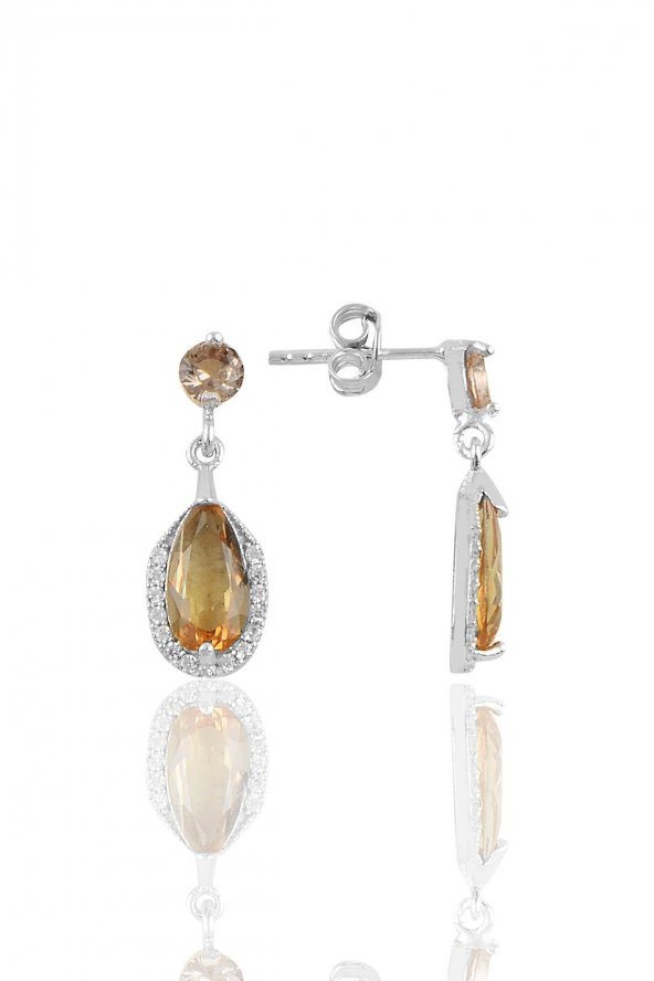 Gümüş rodyumlu zultanit taşlı damla küpe ürün görseli