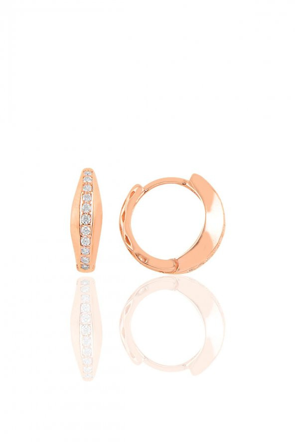 Gümüş rose modern tasarımlı halka küpe - 1