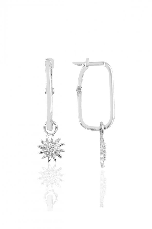 Gümüş rodyumlu güneş göçmen küpe ürün görseli