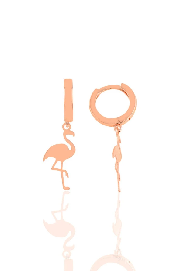 Gümüş flamingo küpe ürün görseli