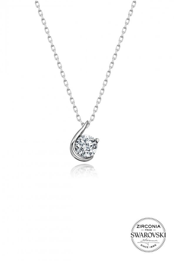 Gümüş Swarovski taşlı pırlanta modeli  kolye ürün görseli