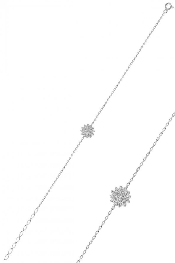 Gümüş rodyumlu güneş modeli bileklik ürün görseli