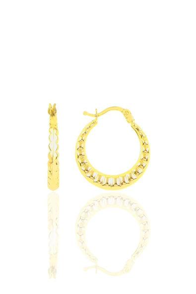 Gümüş çizgili orta boy şarnel küpe - Resim 2